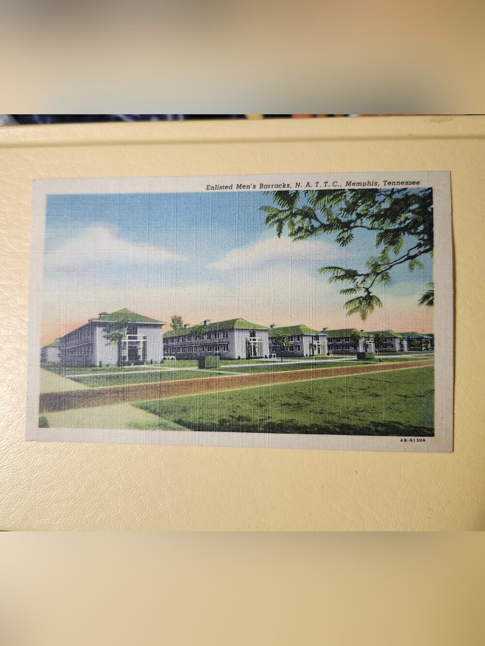 Vintage Linen Postcard of the Enlisted Men's Barracks at the NATTC